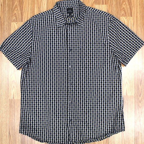 A|X ARMANI EXCHANGE REGULAR FIT 100% COTTON SHIRT BLACK STAR PRINT Sz LARGE, L - Picture 1 of 5